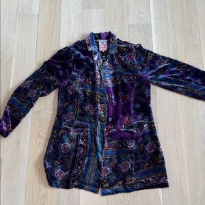 Johnny Was Purple Floral Velvet Blazer